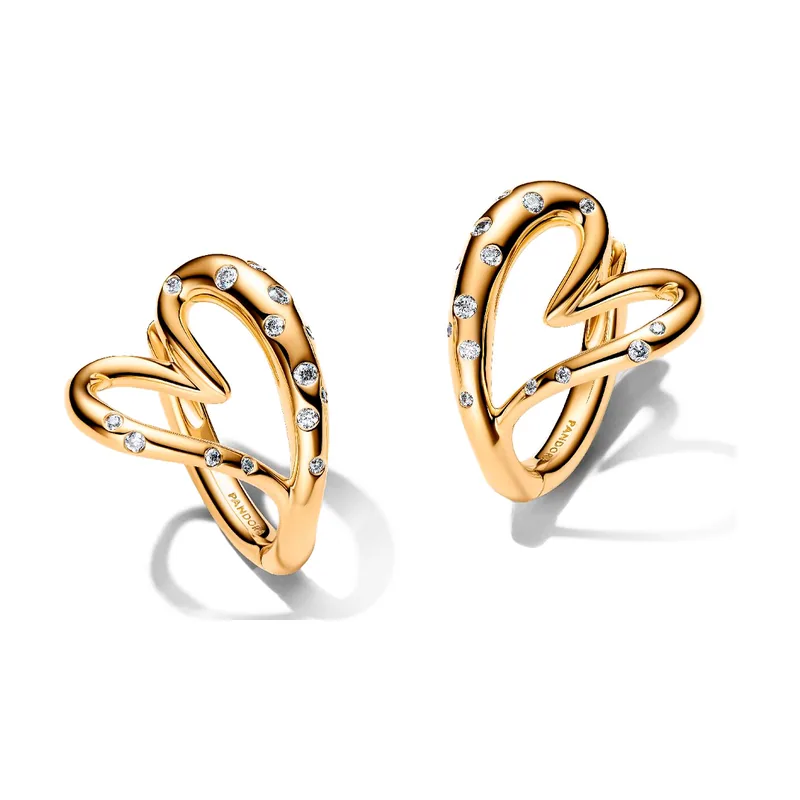 Pendientes de Aro Corazón Forma Orgánica con Gemas Engastadas 264664C01