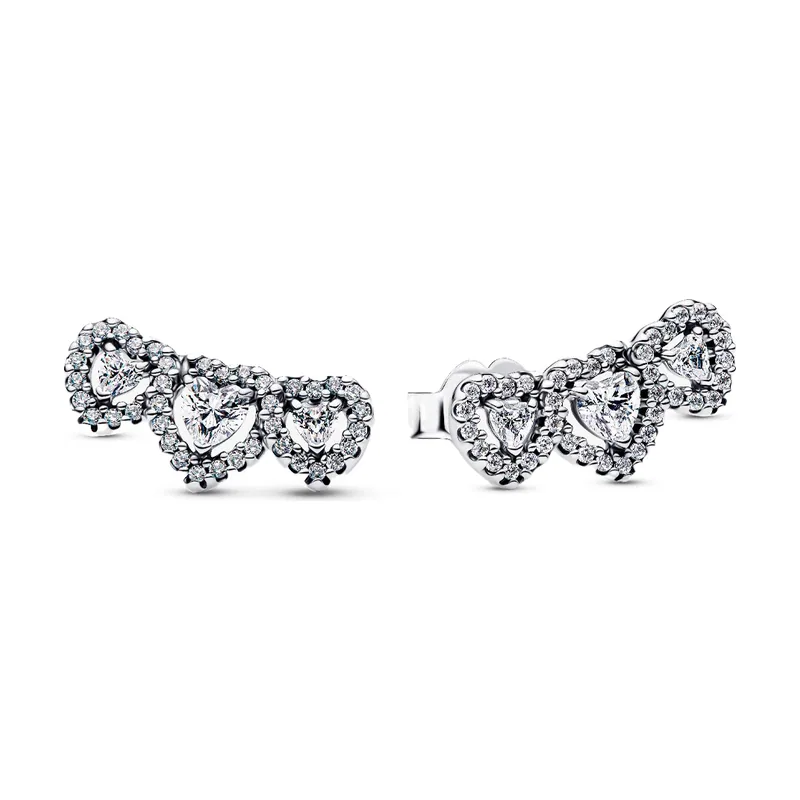 Pendientes de Botón Triple Halo Corazón 294411C01