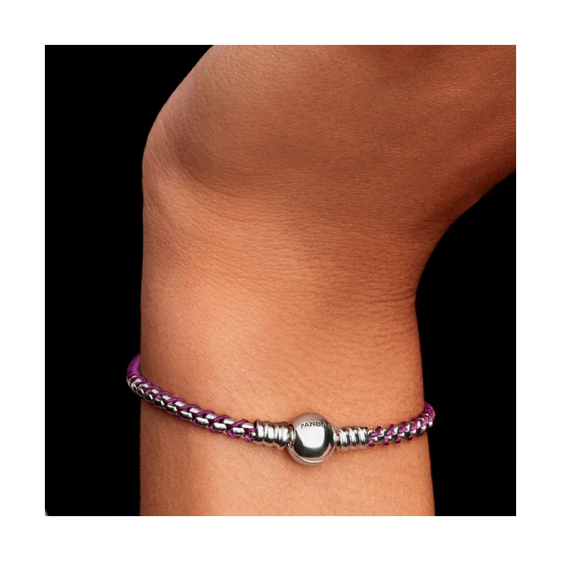 Pulsera Cadena Caja Cordón Morado 593816C03