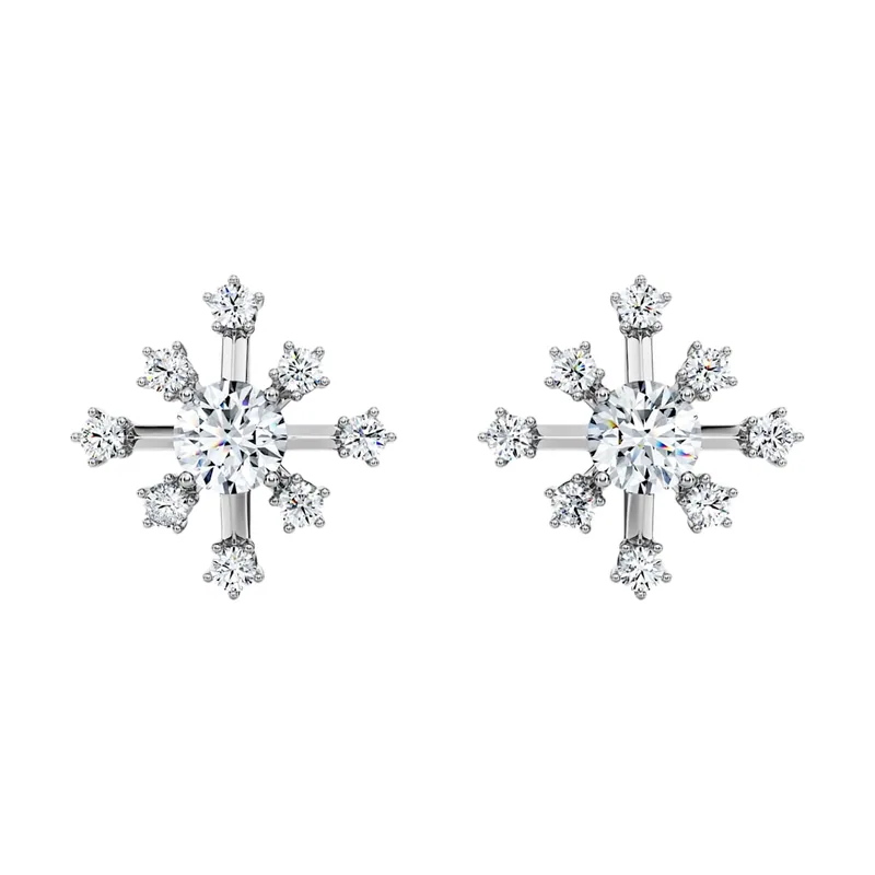 Pendientes de botón Galaxy, Diamantes creados en laboratorio (peso total de 0,5 quilate), Forma redonda, Oro blanco de 18 quilates 5688876