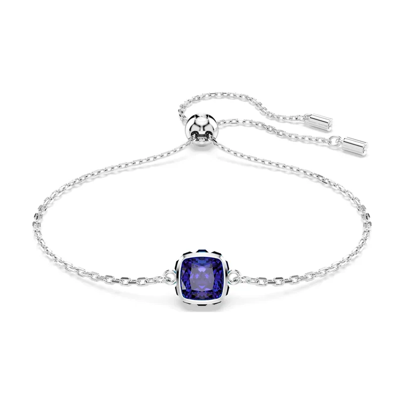Pulsera Birthstone, Talla cuadrada, Septiembre, Baño de rodio