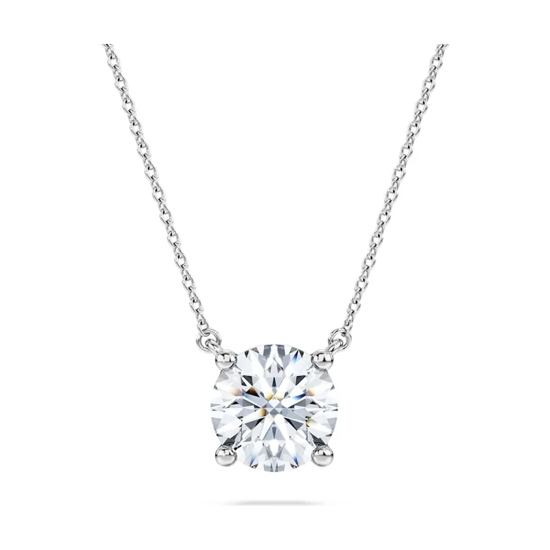 Colgante solitario Eternity, Diamantes creados en laboratorio (peso total de 2 quilate), Forma redonda, Oro blanco de 18 quilates 5697766