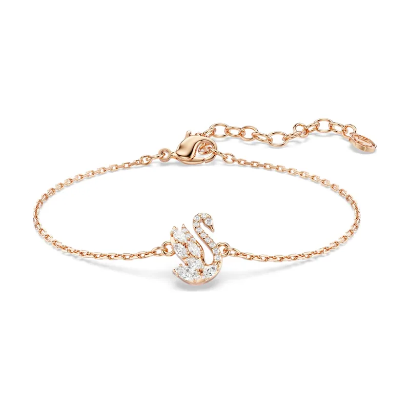 Pulsera Swan, Tallas mixtas, Cisne, Acabado en oro rosa de 18 quilates