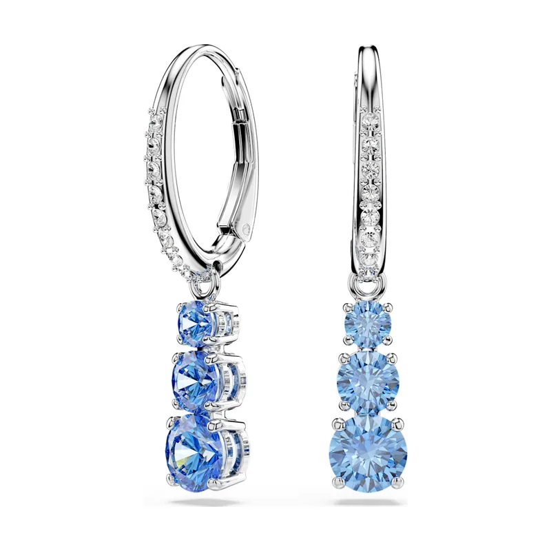 Pendientes de aro Stilla Attract, Talla redonda, Pavé, Baño de rodio