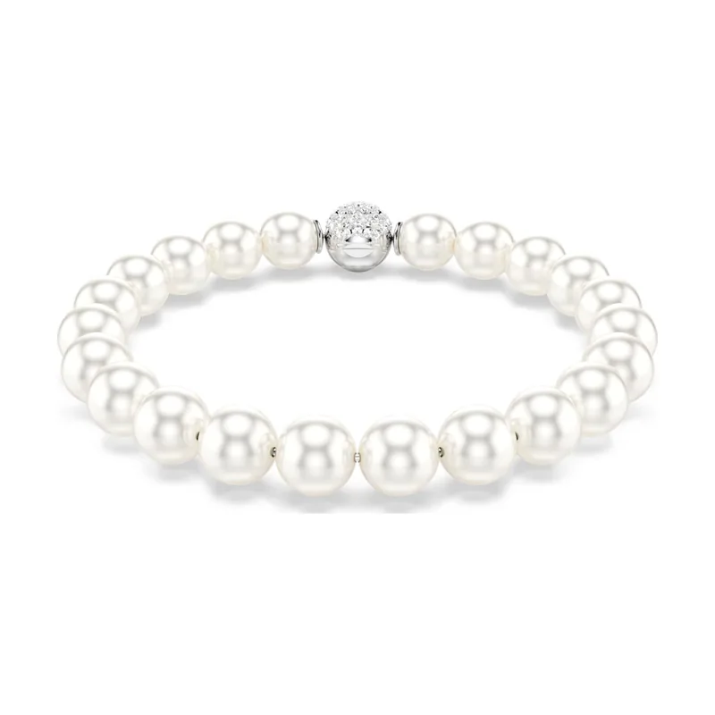 Pulsera Matrix, Perla de cristal, Baño de rodio