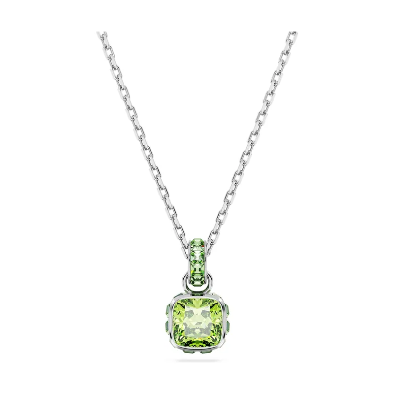 Colgante Birthstone, Talla cuadrada, Agosto, Baño de rodio