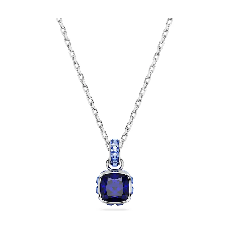 Colgante Birthstone, Talla cuadrada, Septiembre, Baño de rodio