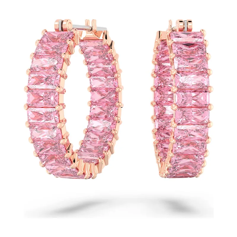 Pendientes de aro Matrix, Talla baguette, Acabado en oro rosa de 18 quilates