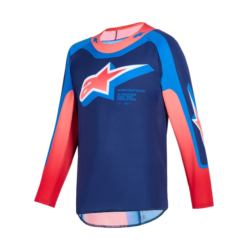 Jersey Supertech Vista Juvenil 2026 Azul marino oscuro/Coral intenso/Azul cobalto