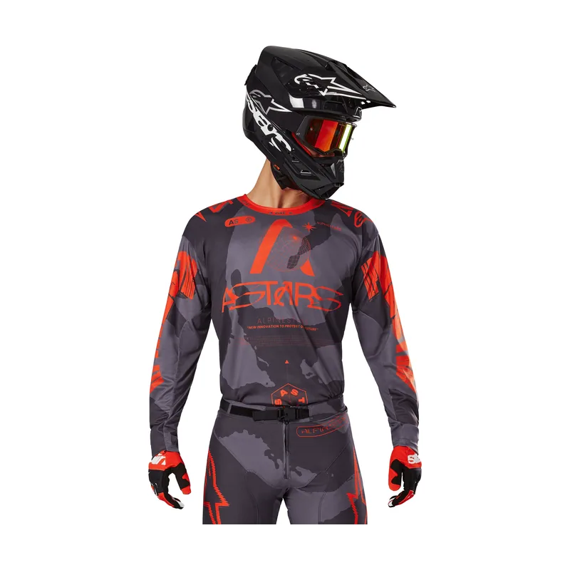 Jersey Racer Hollow 2025 Gris camuflaje/Naranja flúor