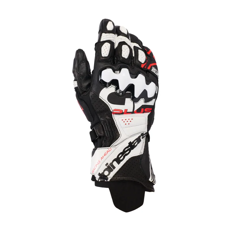 Guantes De Cuero Gp Plus R V3 Black White Red Fluo