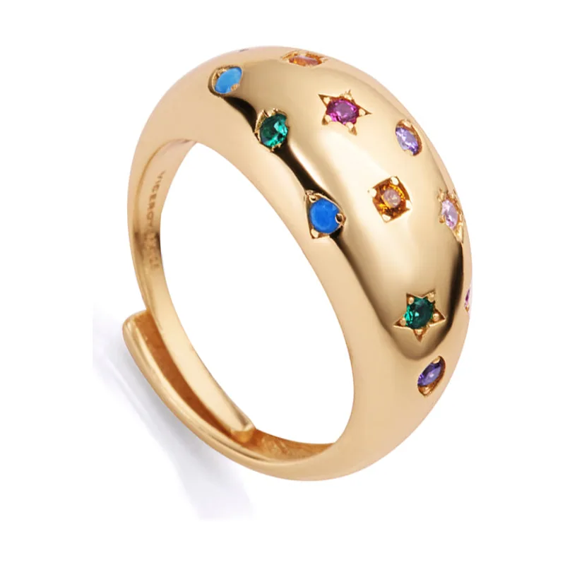 Anillo Elegant de plata de ley con baño en oro con circonitas 13109A015-39
