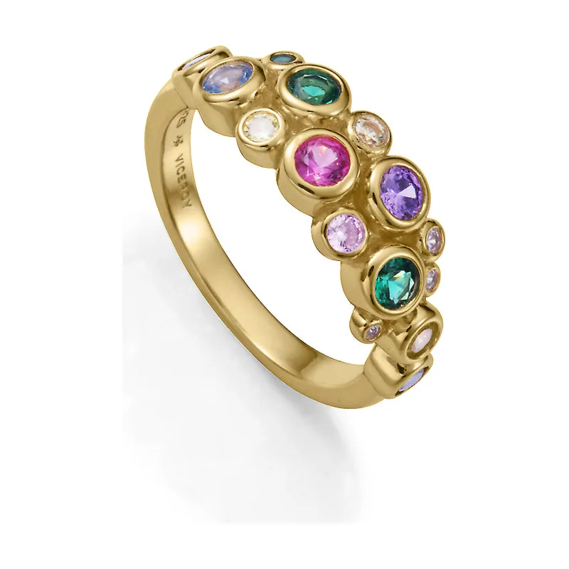 Anillo de plata de primera ley con baño de oro y circonitas 2342A018-39