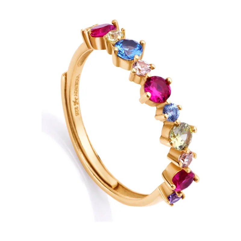 Anillo Elegant de plata de ley con baño de oro con circonitas 13098A015-39