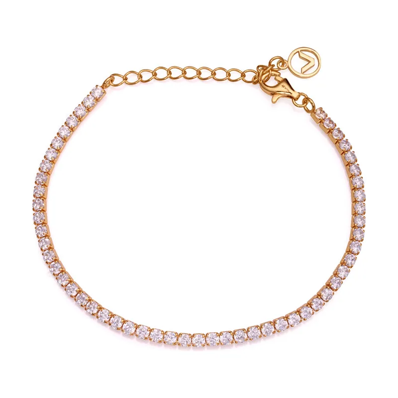 Pulsera Elegant de plata ley con baño de oro estilo tenis con circonitas 9110P100-30