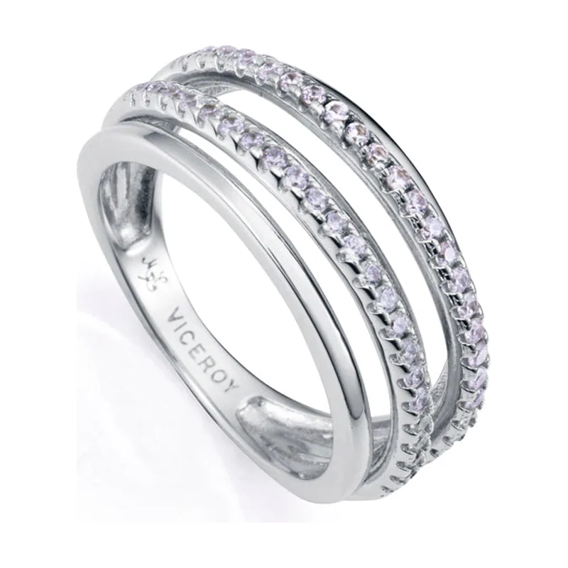 Anillo de plata de primera ley con baño de rodio con circonitas 2324A012-30