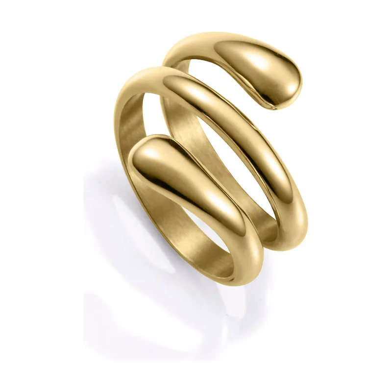 Anillo de acero Ip dorado hélice 15197A01812