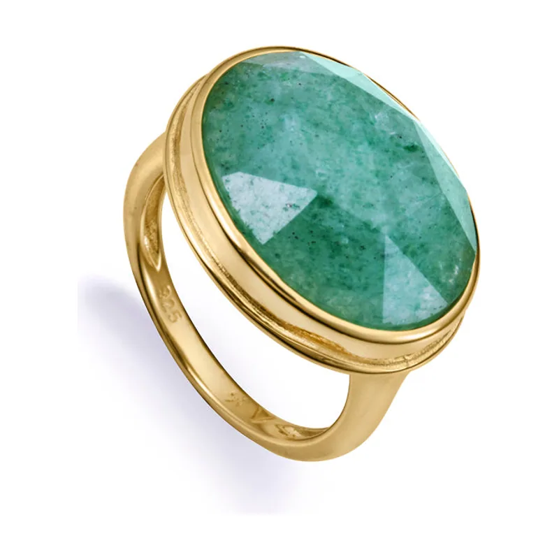Anillo plata de primera ley con baño de oro con piedra natural 2323A016-42
