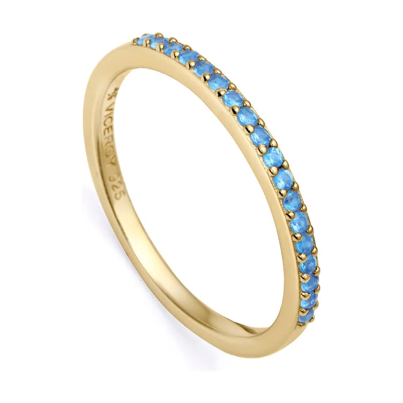 Anillo Trend de plata de ley con baño de oro y fila de circonitas en color 9118A014-33
