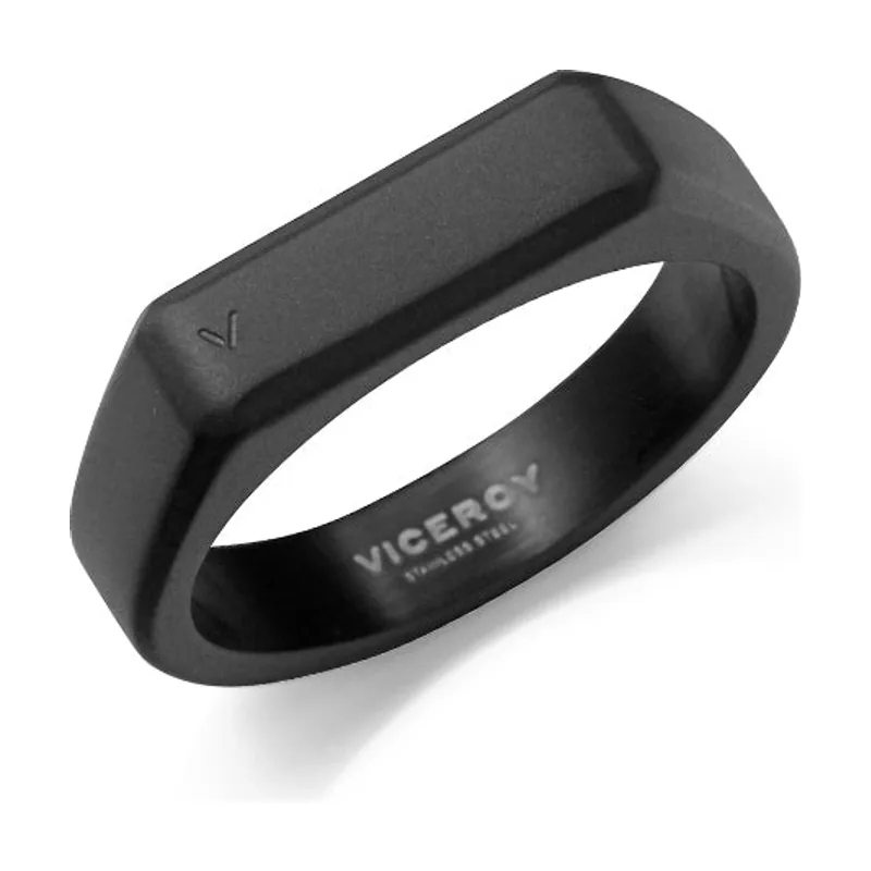 Anillo de acero tipo sello Ip negro,colección Abraham Mateo 15213A02210