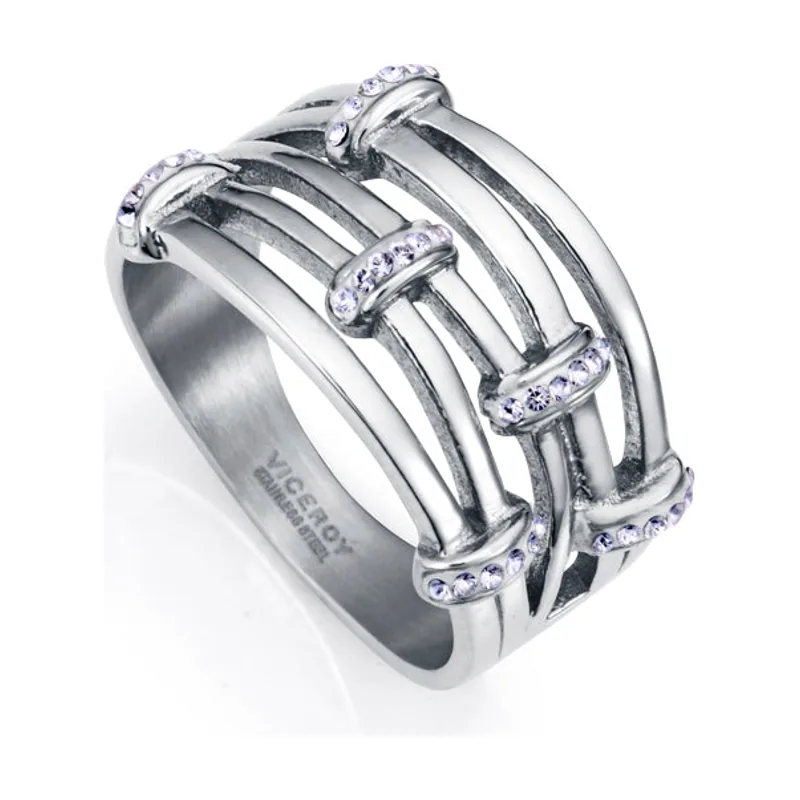 Anillo de acero con cristales 75367A01600