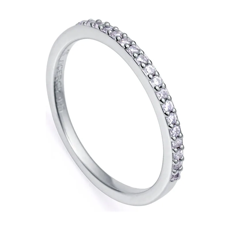 Anillo Clásica de plata de ley con baño de rodio y fila de circonitas 9118A016-30