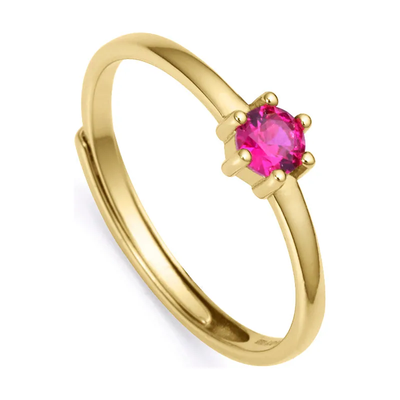 Anillo Clásica de plata de ley con baño de oro y circonita de color 9115A015-39