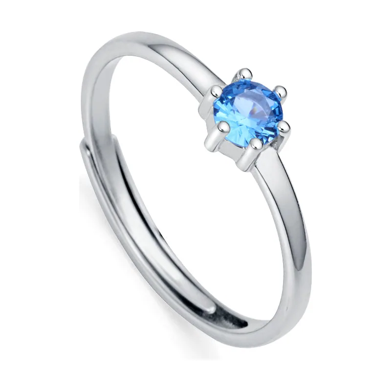 Anillo Clásica de plata de ley con baño de rodio y circonita de color 9115A013-33