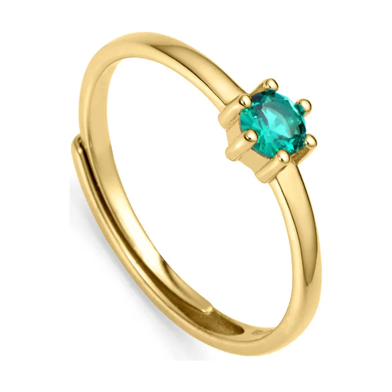 Anillo Clásica de plata de ley con baño de oro y circonita de color 9115A015-32