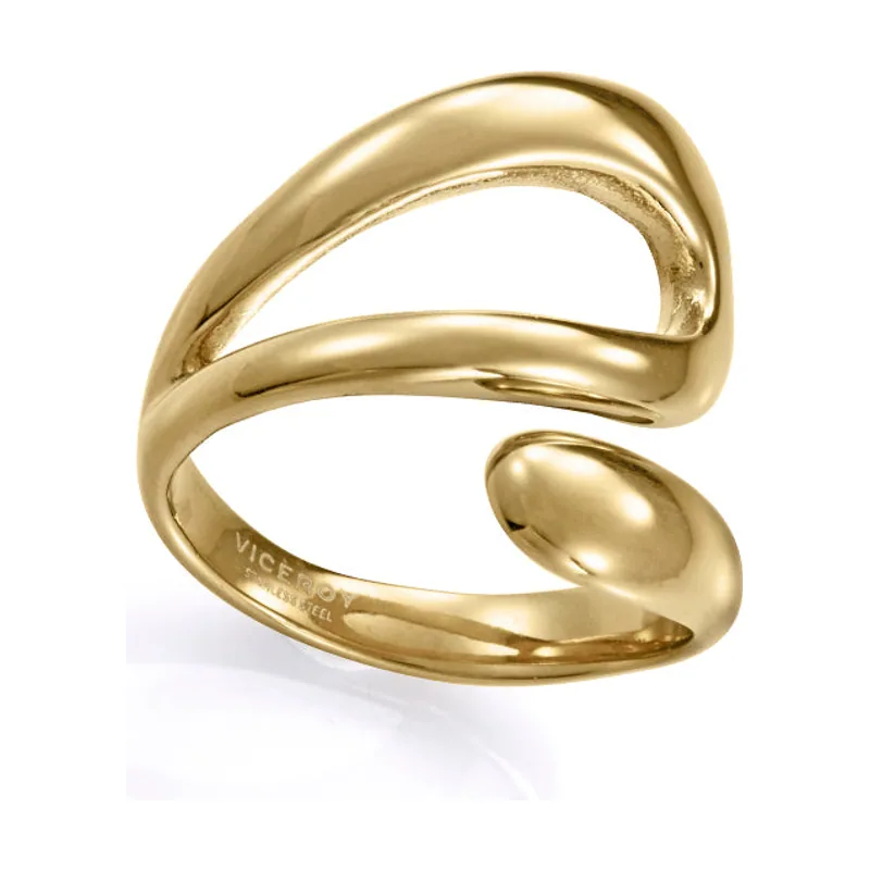 Anillo en acero Ip dorado con diseño abierto y acabado elegante 14371A01612