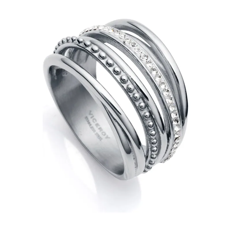 Anillo Chic de acero multitiras y circonitas 75306A01200