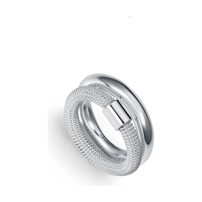 Anillo de acero chapado de plata 999 doble colección Laura Escanes 14346A01600