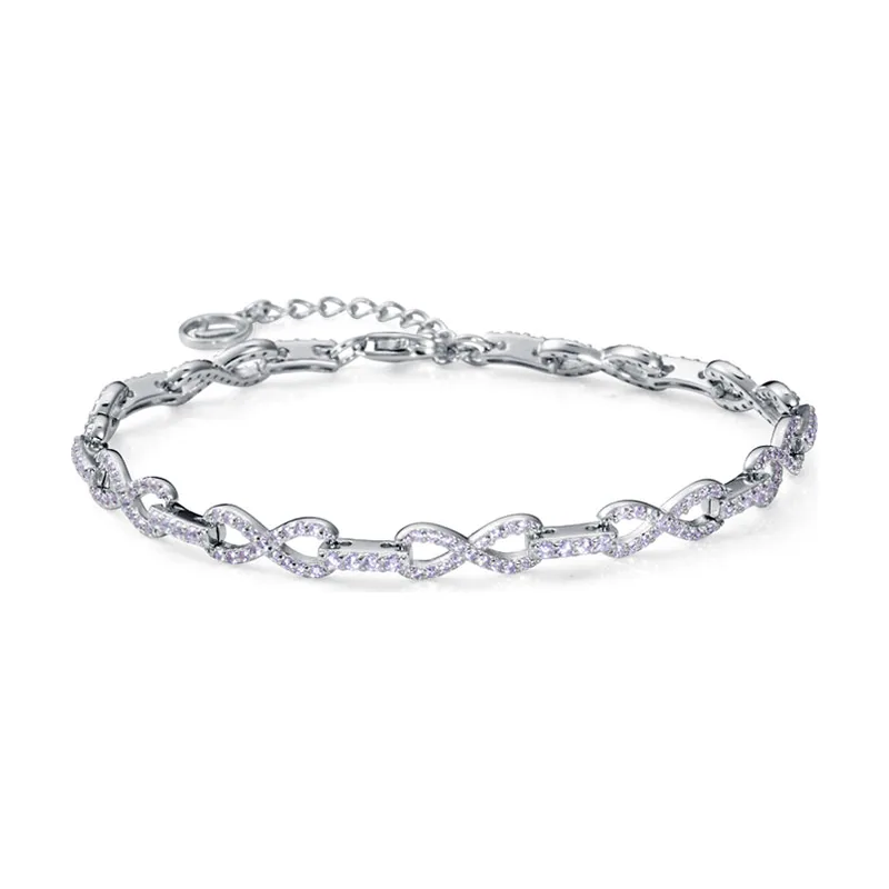 Pulsera de plata de primera ley con baño de rodio y circonitas 9160P000-30