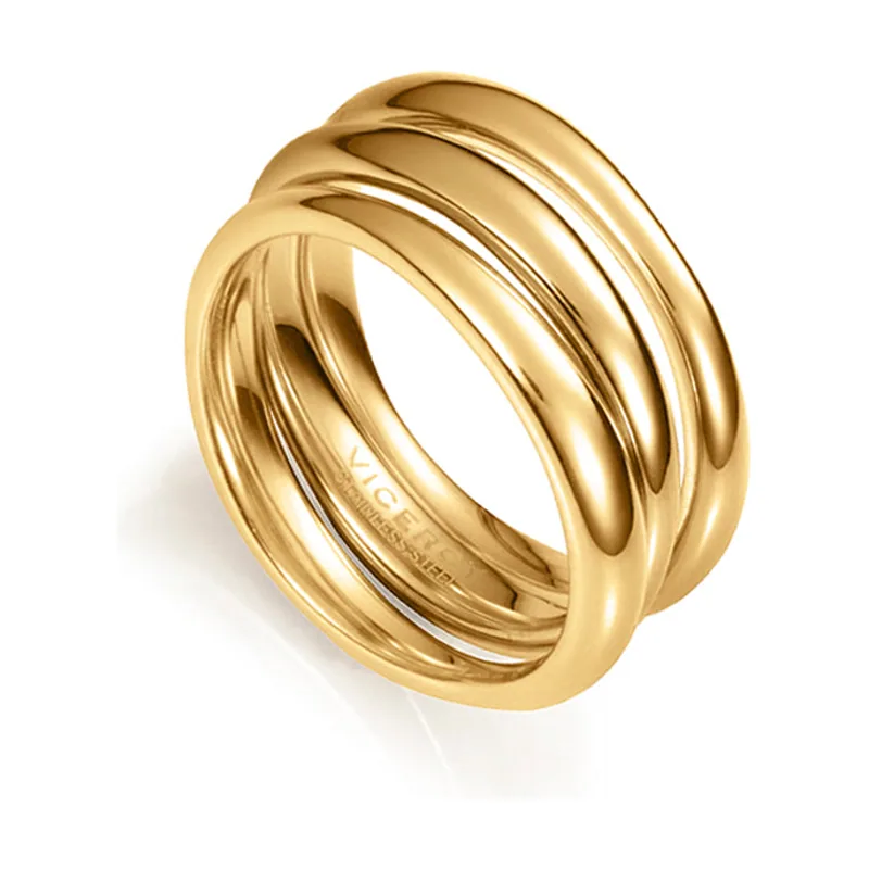 Anillo Air de acero de Ip dorado apilable 75288A01812