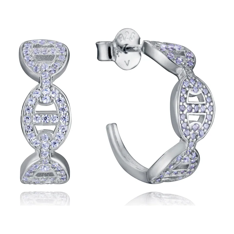 Pendientes de plata de primera ley con baño de rodio y circonitas 9159E000-30