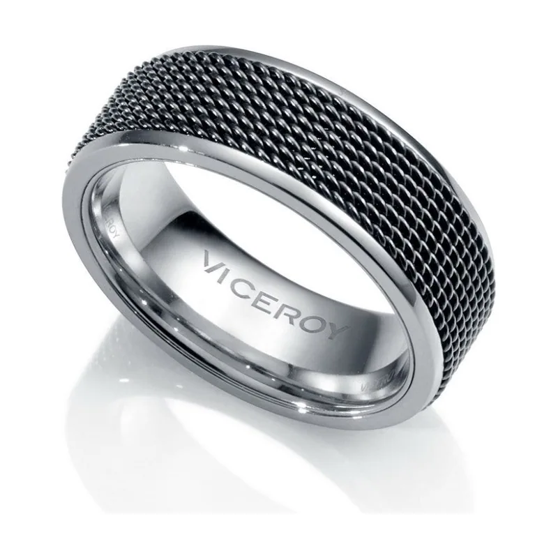 Anillo de acero con motivo de malla 6140A02000