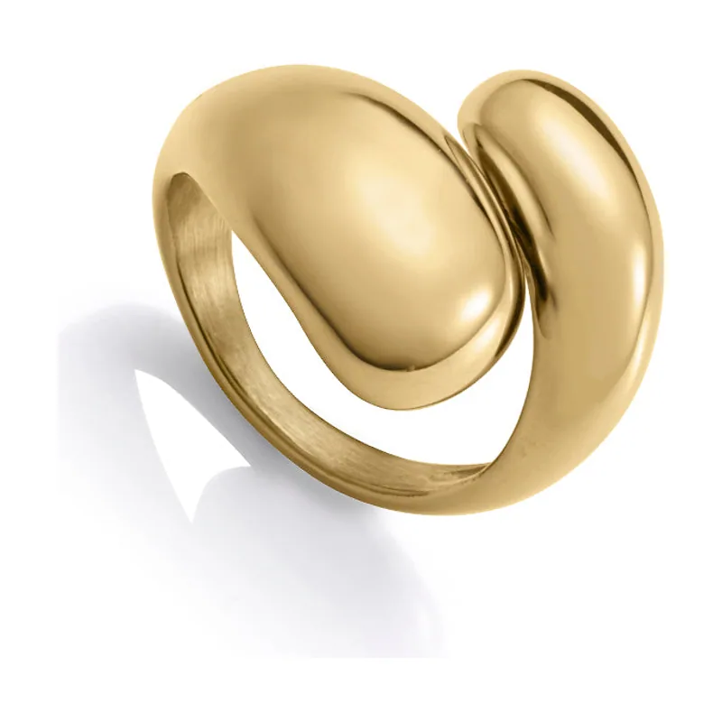 Anillo de acero Ip dorado volumen 14292A01612