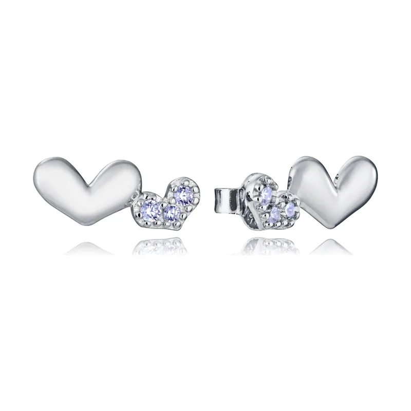Pendientes de plata de primera ley con baño de rodio con forma de corazones 9146E000-30