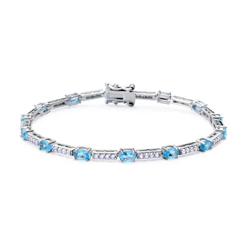 Pulsera de plata de primera ley con baño de rodio con fila de circonitas 9140P000-30