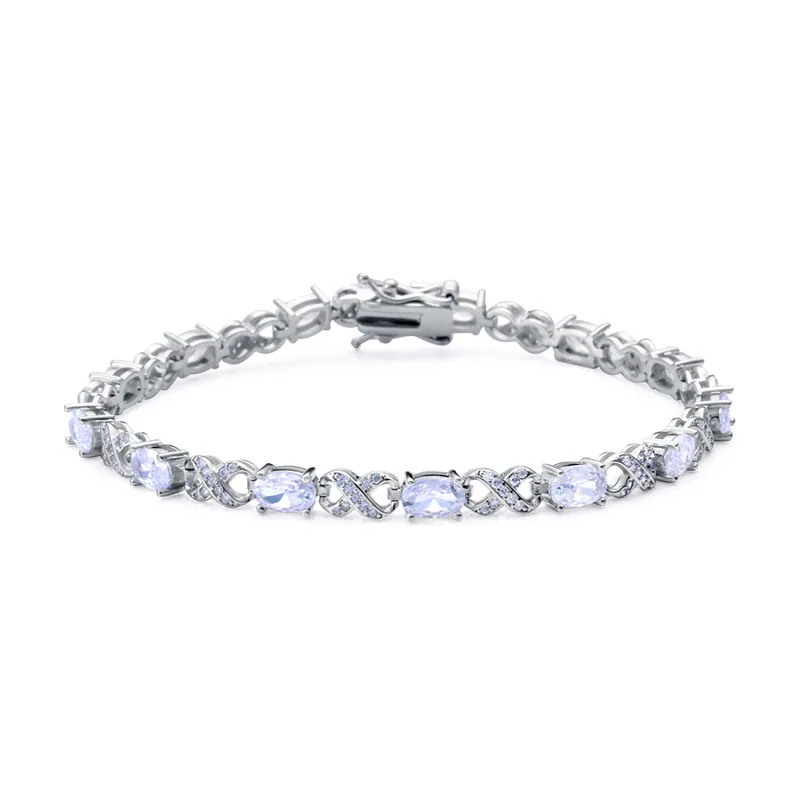 Pulsera de plata de primera ley con baño de rodio con eslabones 9141P000-30