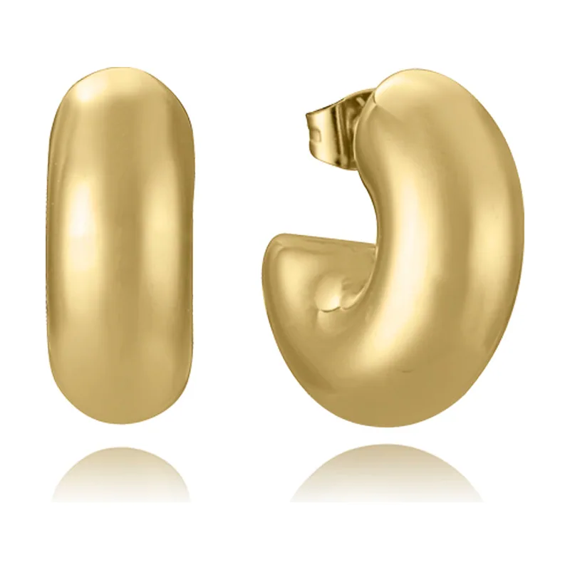 Pendientes de acero Ip dorado aro abierto volumen 75419E01012
