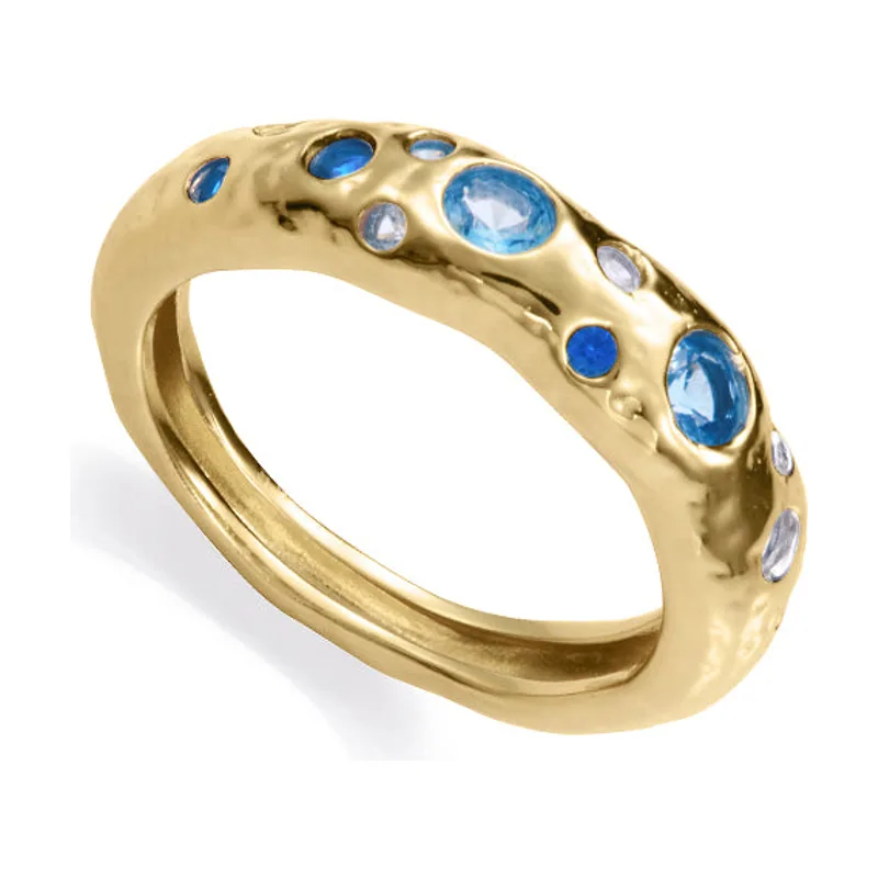 Anillo en plata de primera ley con baño de oro y circonitas 2373A014-33