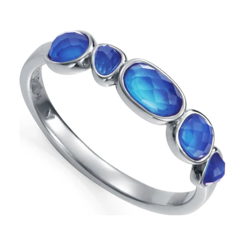 Anillo en plata de primera ley con baño de rodio y ágata 2372A014-43