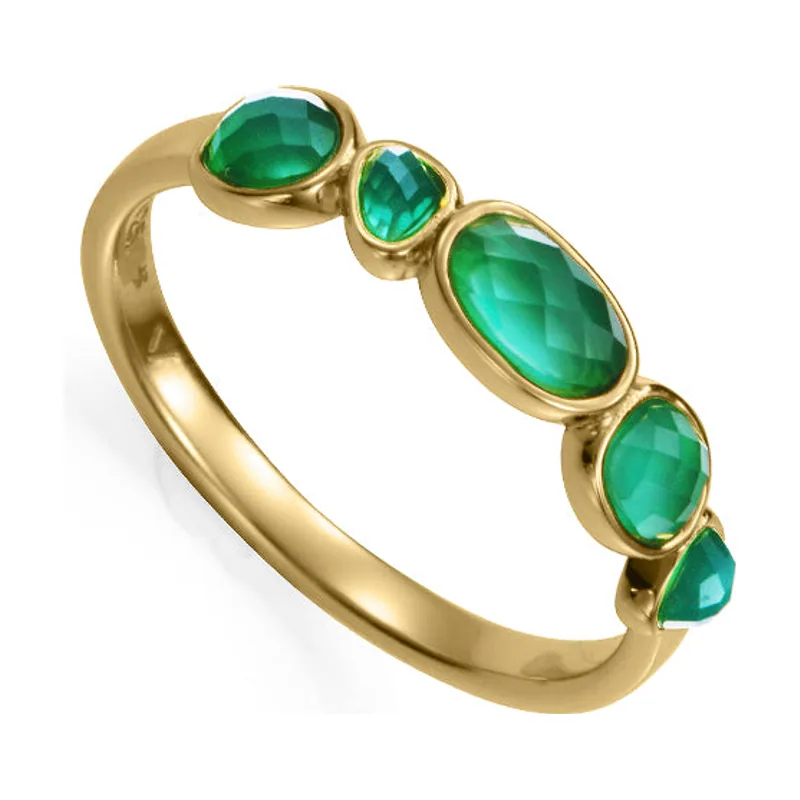 Anillo en plata de primera ley con baño de oro y ágata 2372A018-42