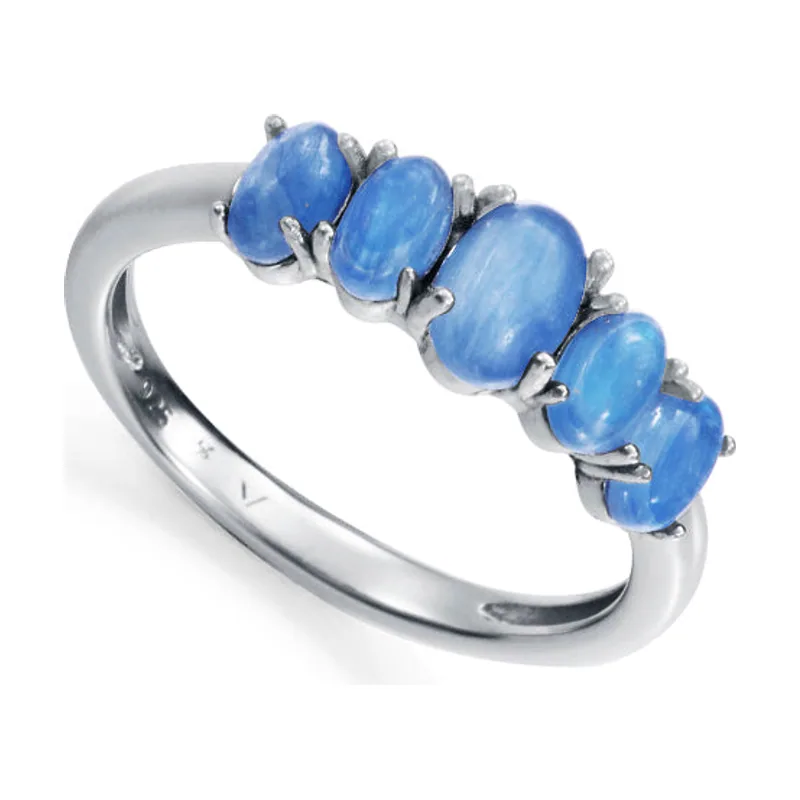 Anillo en plata de primera ley con baño de rodio y piedras naturales de cianita 2369A014-43