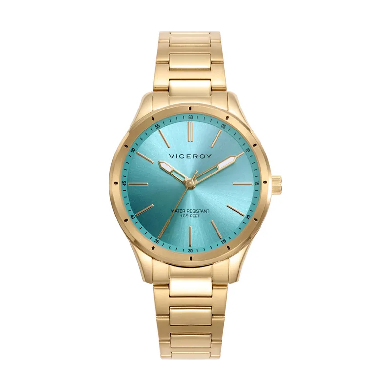 Reloj caja y brazalete de acero dorado con movimiento cuarzo 401228-67