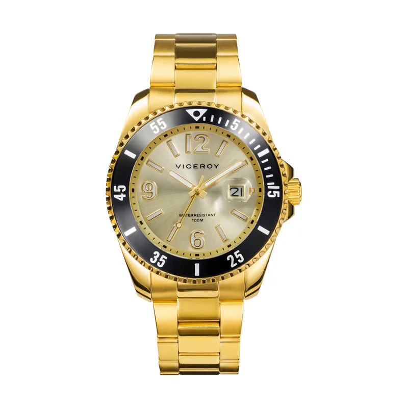 Reloj de hombre Heat 3 agujas de acero con IP dorado 401221-95