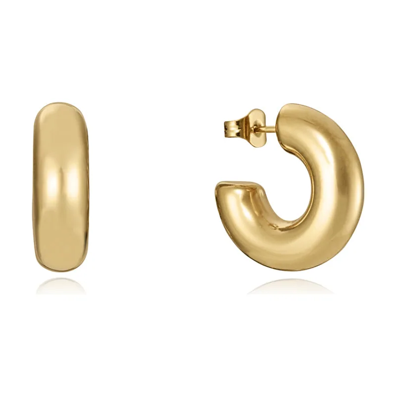 Pendientes Air de acero en Ip dorado 14089E01019