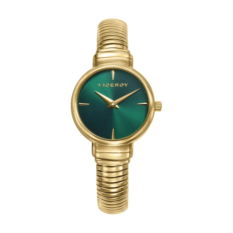 Reloj caja de acero IP dorado, brazalete de acero IP dorado, movimiento cuarzo 401314-67