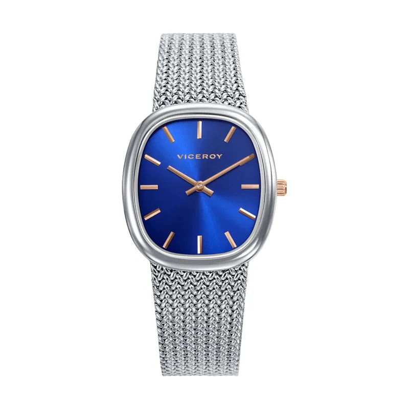 Reloj caja de acero, malla milanesa de acero, movimiento cuarzo 401312-37